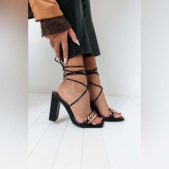 LAICIGO Womens Lace up Heeled Sandals Square Open Toe Chunky Block Heel … - Picture 4 of 9